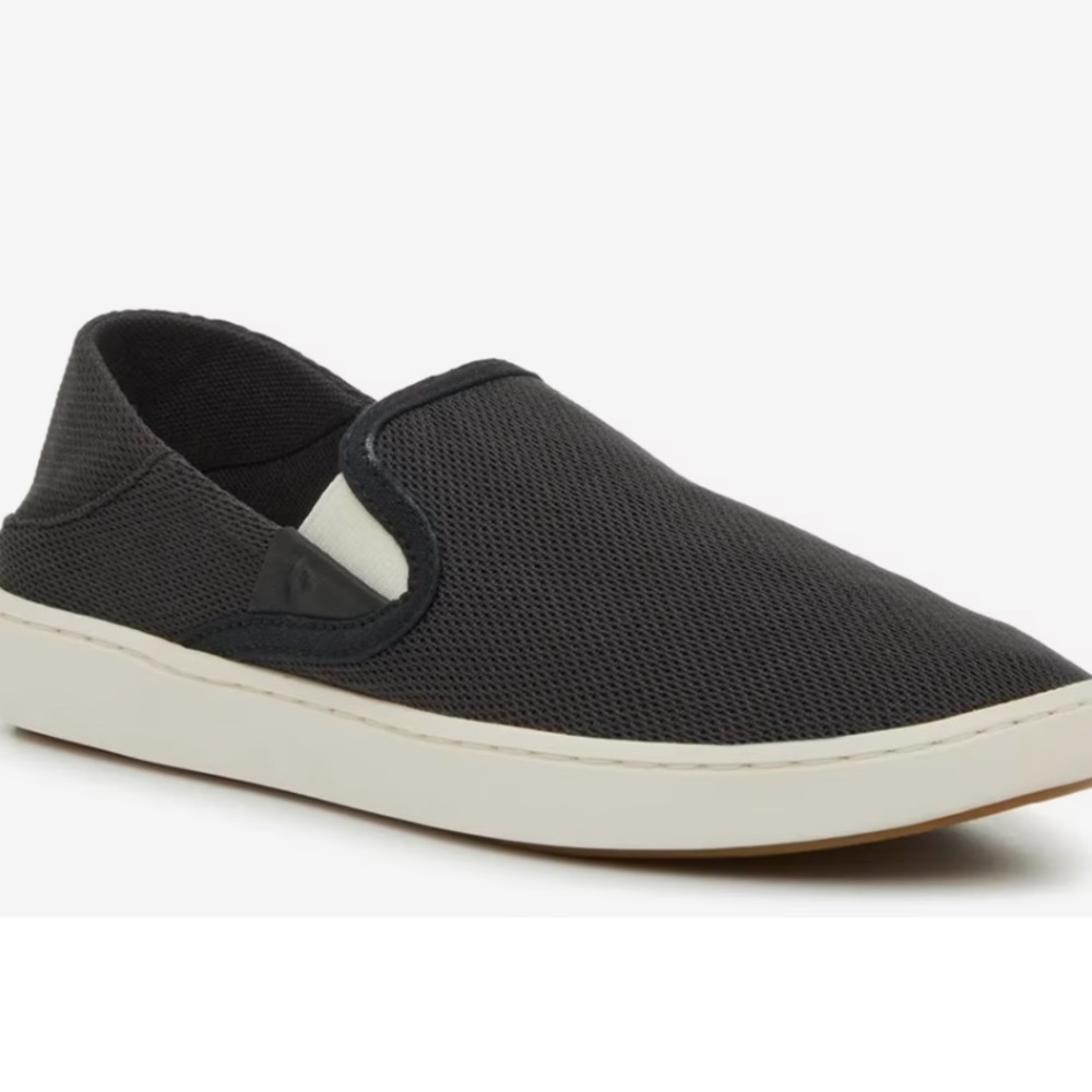 OluKai  Slip-On Sneaker in Charcoal Black and Off-White